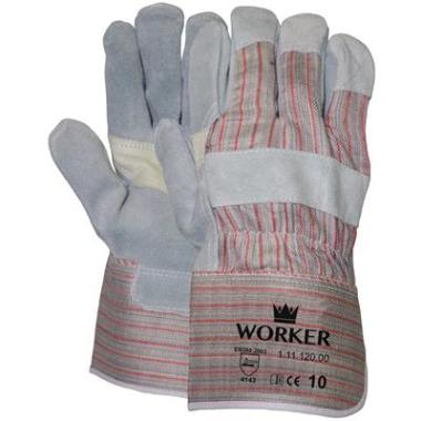 A-kwaliteit splitlederen handschoen met palmversterking (per 12 paar)