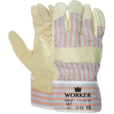 Varkensnerflederen handschoen met gestreept doek (per 12 paar)