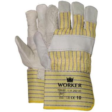 Nerflederen handschoen met gele gestreepte kap (per 12 paar)