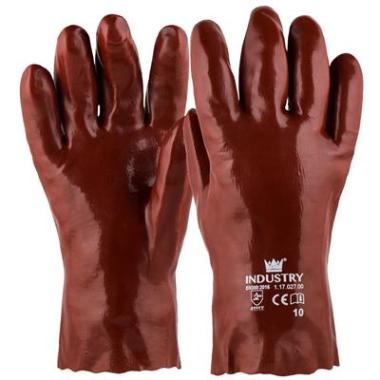 Handschoen PVC rood, 270 mm (per 12 paar)
