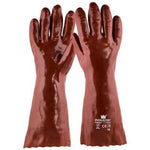 Handschoen PVC rood, 400 mm (per 1 paar)